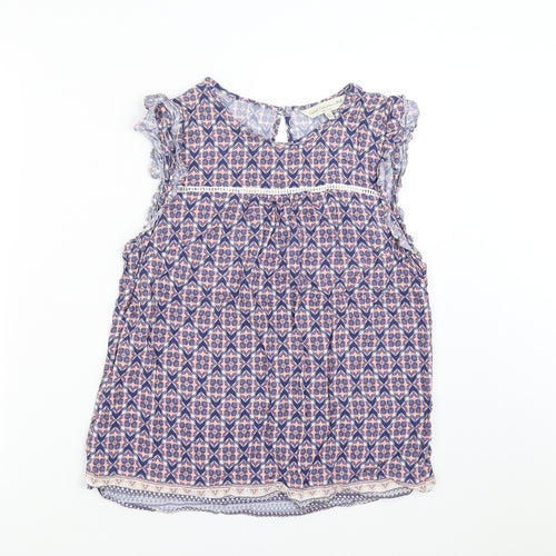 F&F Womens Blue Geometric  Basic Blouse Size 12