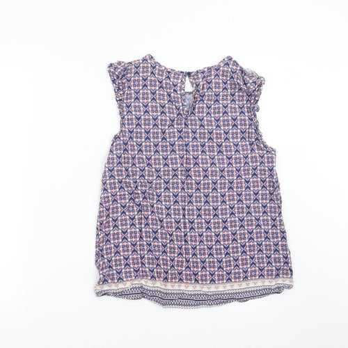 F&F Womens Blue Geometric  Basic Blouse Size 12