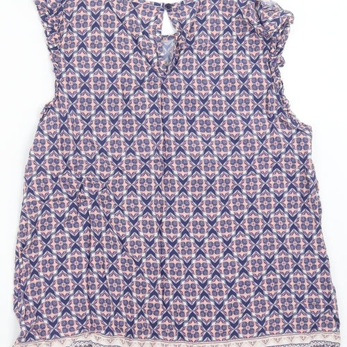 F&F Womens Blue Geometric  Basic Blouse Size 12
