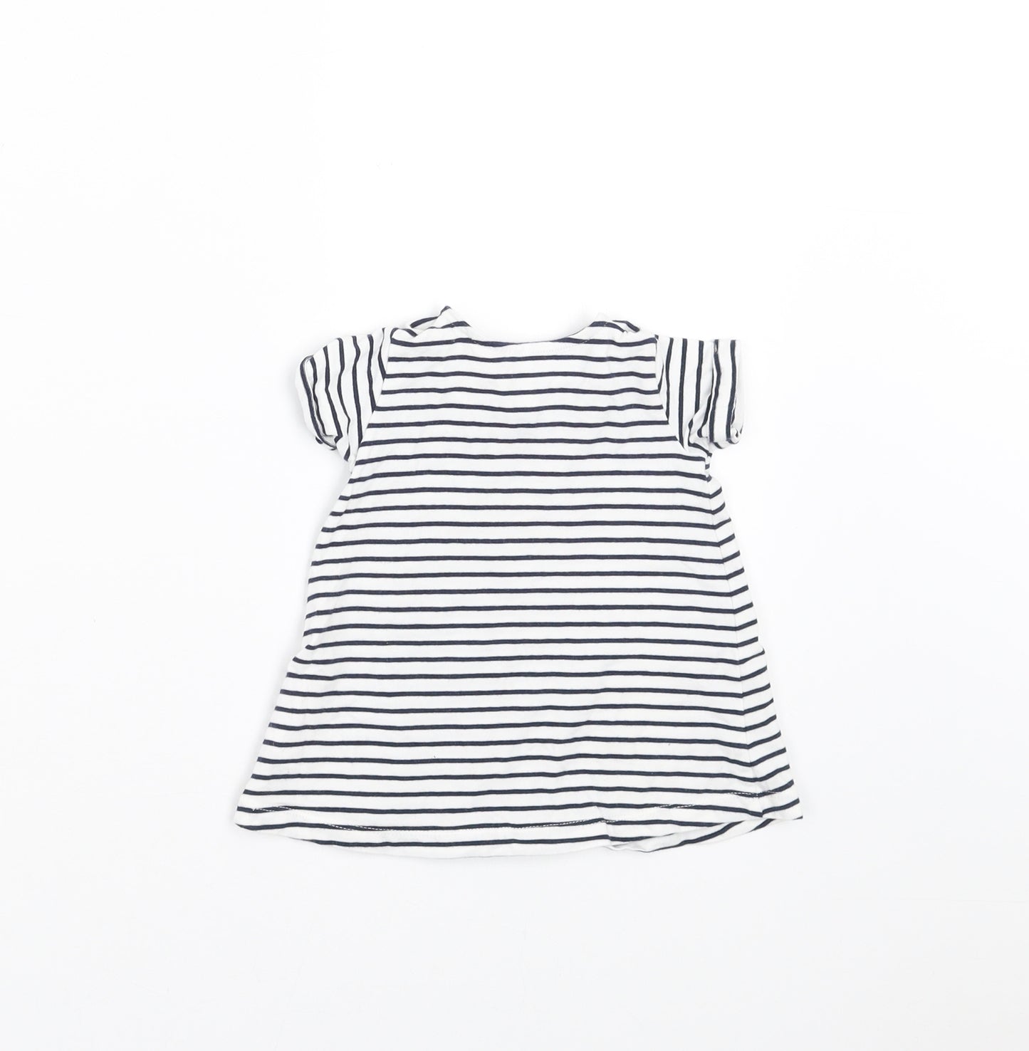 H&M Girls White Striped  Basic T-Shirt Size 0-3 Months  - 1-3 months