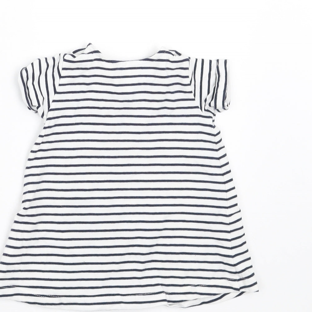 H&M Girls White Striped  Basic T-Shirt Size 0-3 Months  - 1-3 months