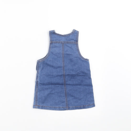 Earlydays Girls Blue  Damask Pinafore/Dungaree Dress  Size 3-6 Months  - rabbit