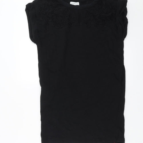 Moss Copenhagen Womens Black   Pullover Sweatshirt Size S  - Embroidered detail