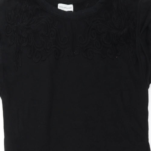 Moss Copenhagen Womens Black   Pullover Sweatshirt Size S  - Embroidered detail