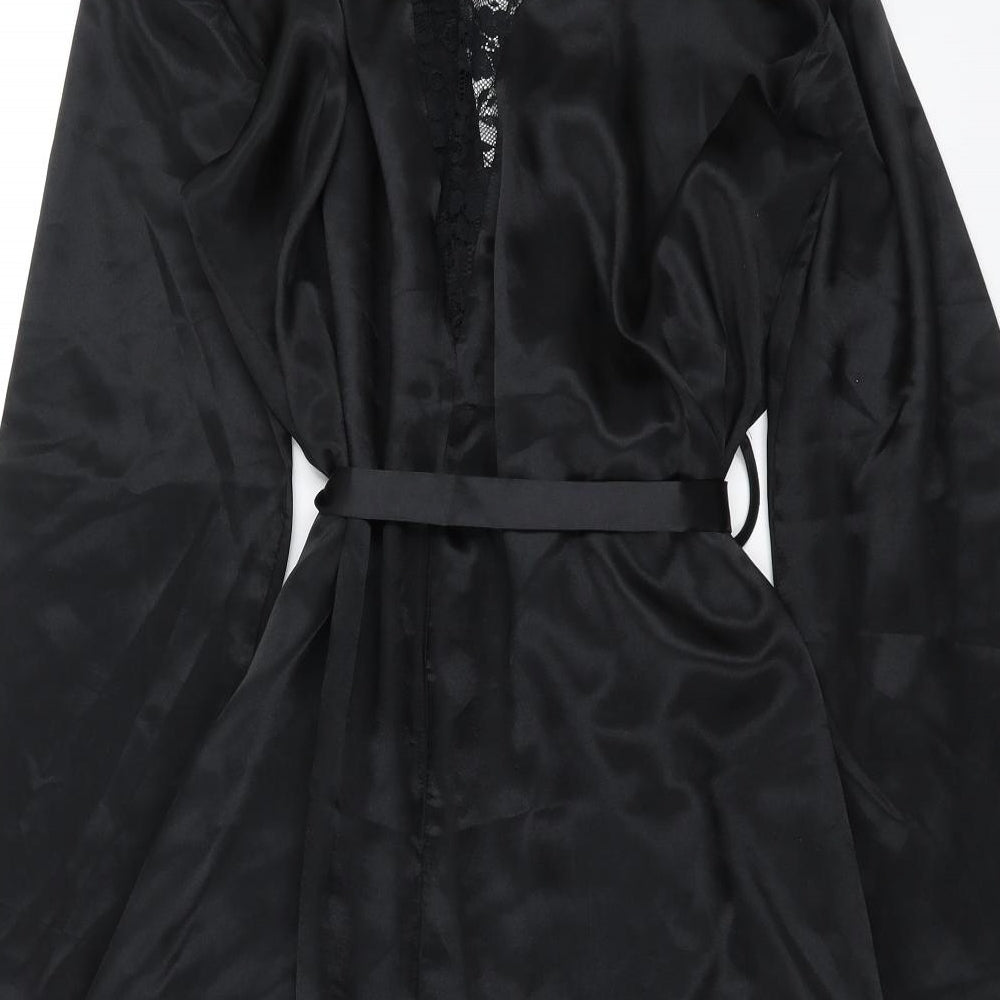 George Womens Black Solid  Kimono Robe Size 12  - Lace panel