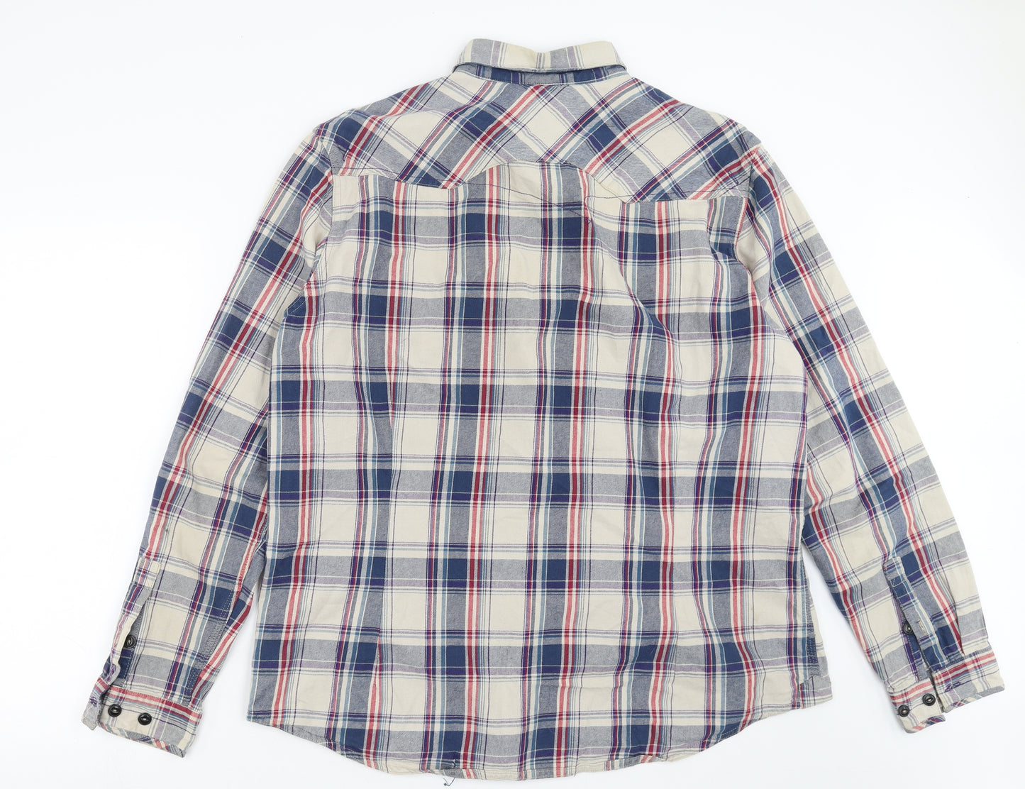 NEXT Mens Blue Plaid   Button-Up Size 2XL