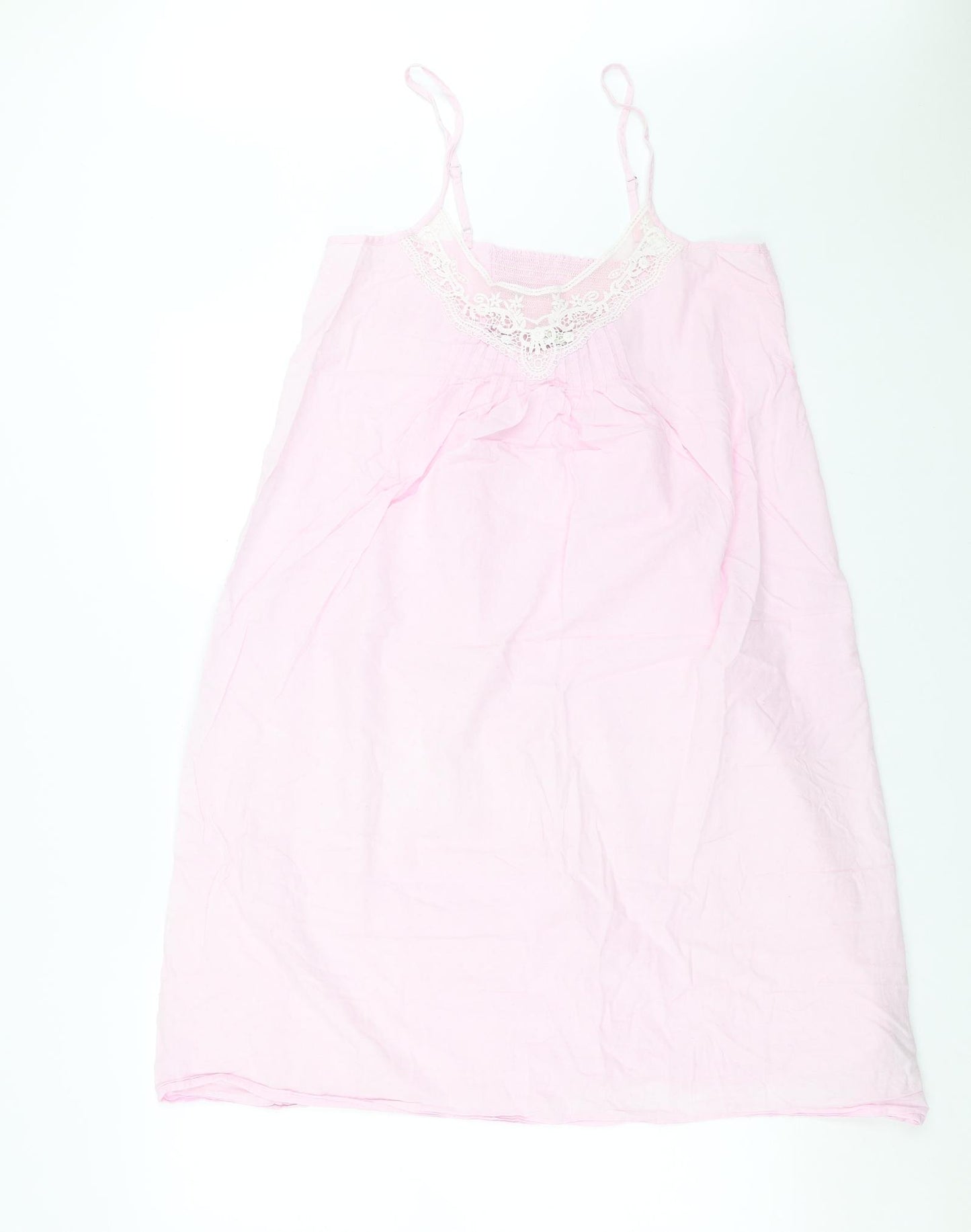 Marks and Spencer Womens Pink Solid  Cami Gown Size 12  - dotted pattern