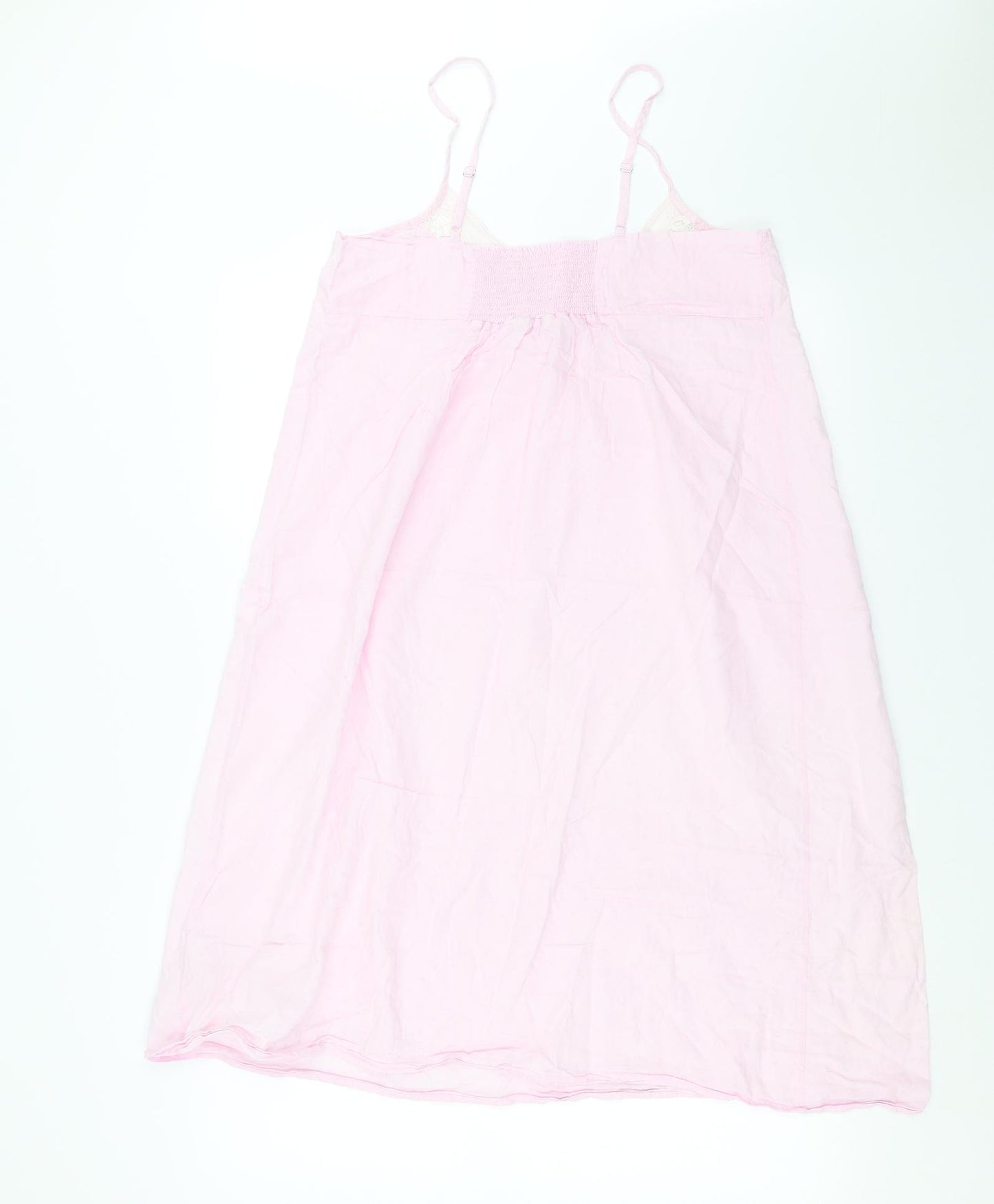 Marks and Spencer Womens Pink Solid  Cami Gown Size 12  - dotted pattern