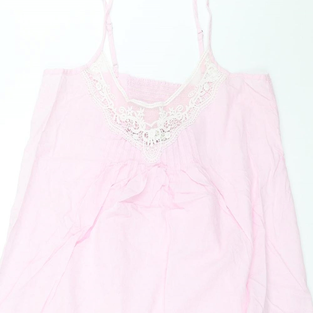 Marks and Spencer Womens Pink Solid  Cami Gown Size 12  - dotted pattern