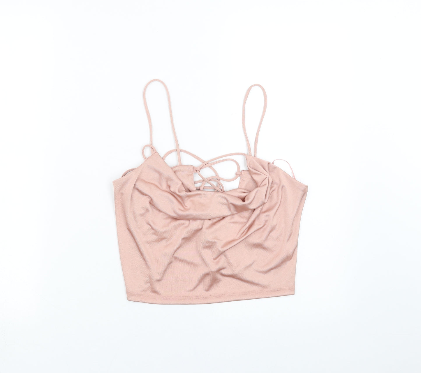 Miss Selfridge Womens Pink   Basic Blouse Size 12  - cropped, lace up back