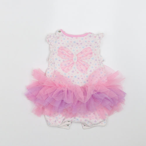 TU Girls White   Romper Outfit/Set Size 3-6 Months  - Tutu style, butterfly pattern