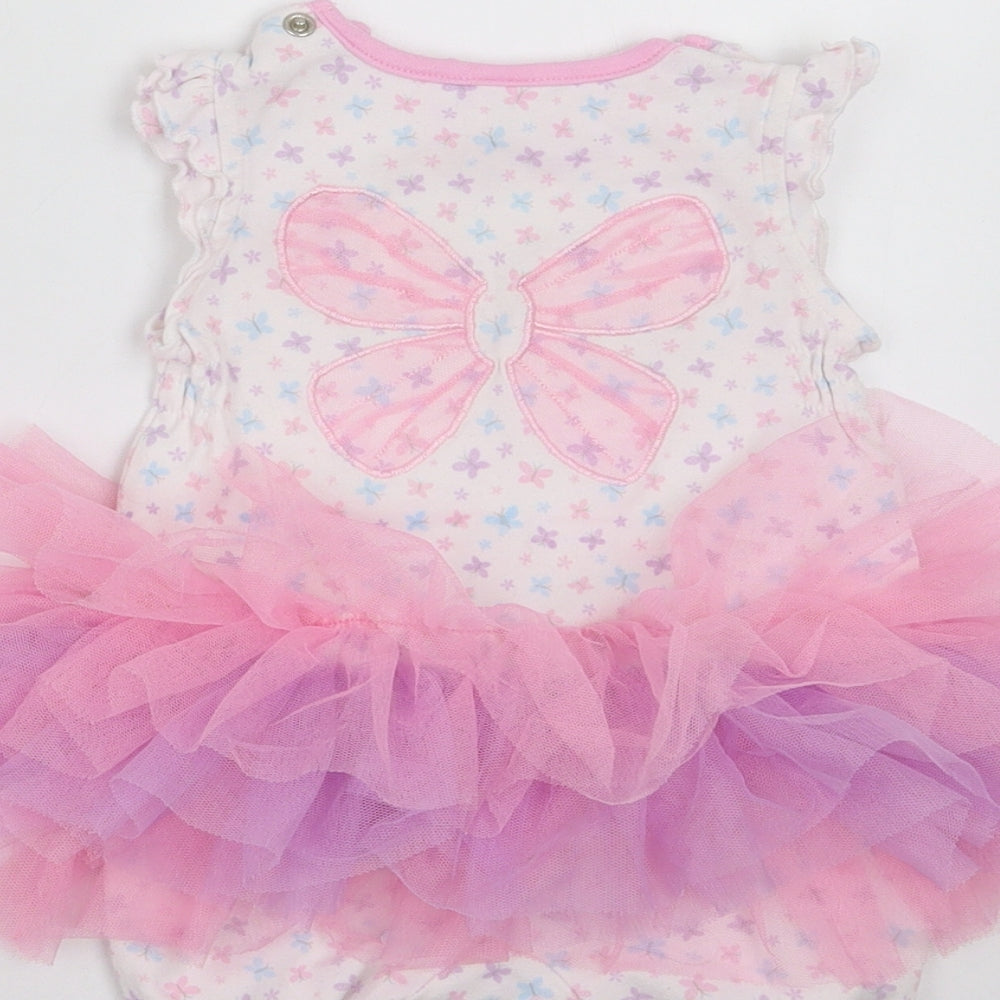 TU Girls White   Romper Outfit/Set Size 3-6 Months  - Tutu style, butterfly pattern