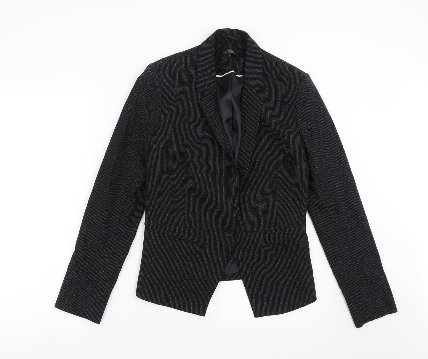 NEXT Womens Black Striped  Jacket Suit Jacket Size 12
