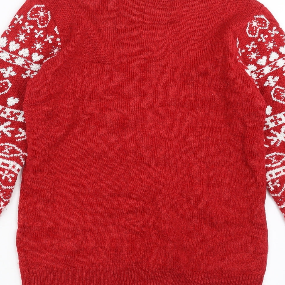 Nutmeg Womens Red  Knit Pullover Jumper Size 8  - christmas jumper