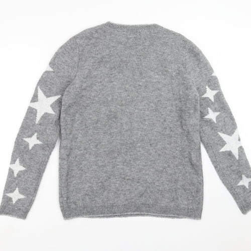 Papaya Womens Grey Geometric Jersey Pullover Jumper Size M  - star pattern
