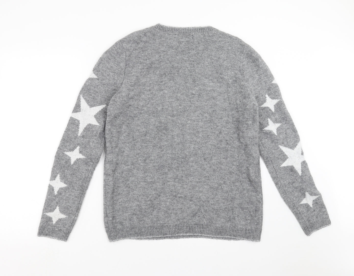 Papaya Womens Grey Geometric Jersey Pullover Jumper Size M  - star pattern