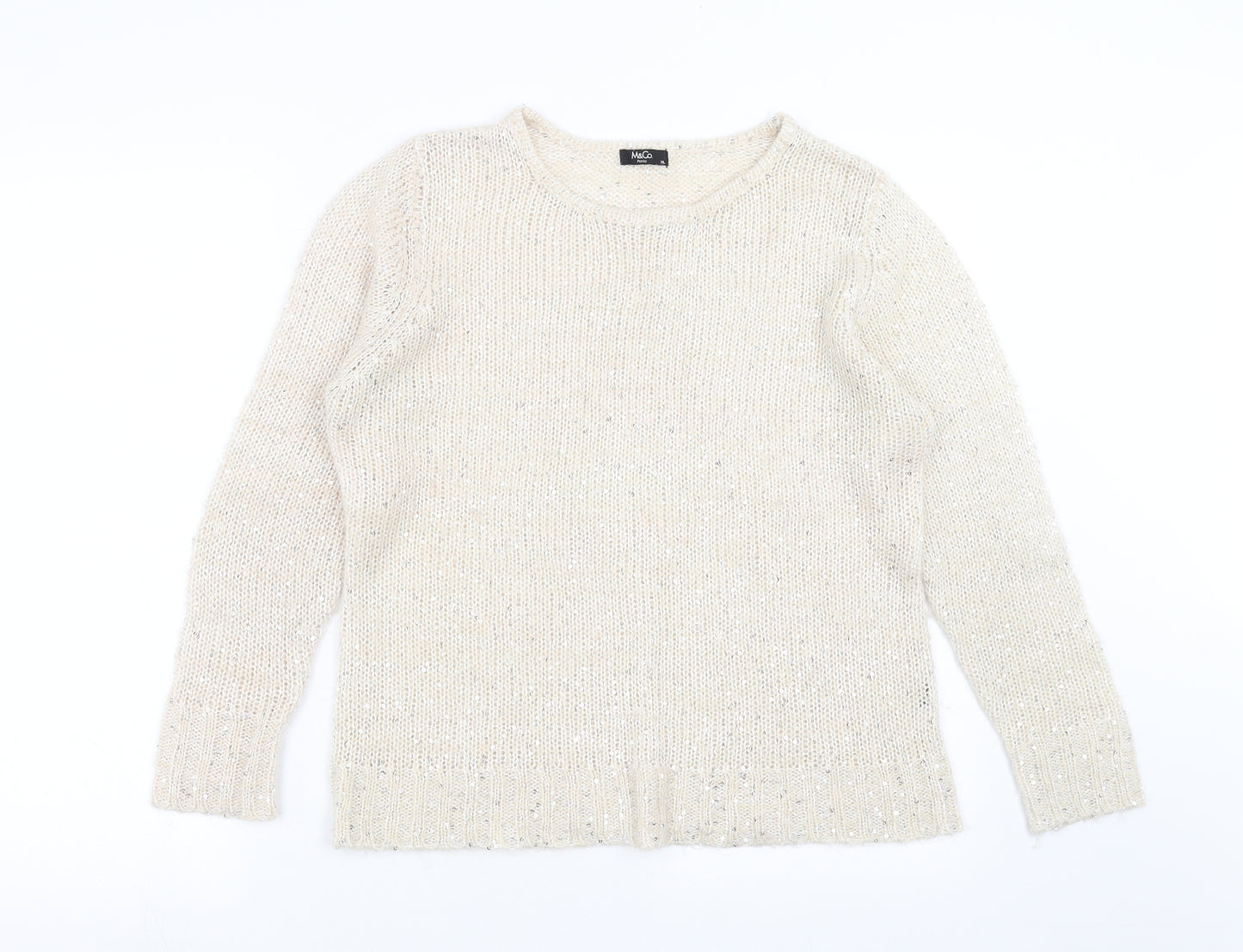 M&Co Womens Beige  Knit Pullover Jumper Size XL  - sequins