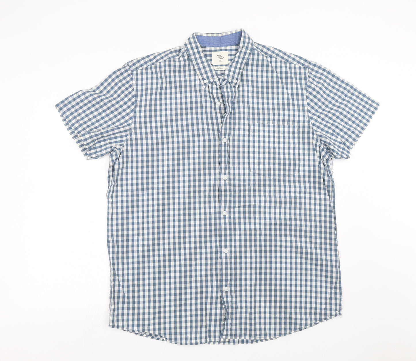 Cedar Wood State Mens Blue Check   Button-Up Size XL