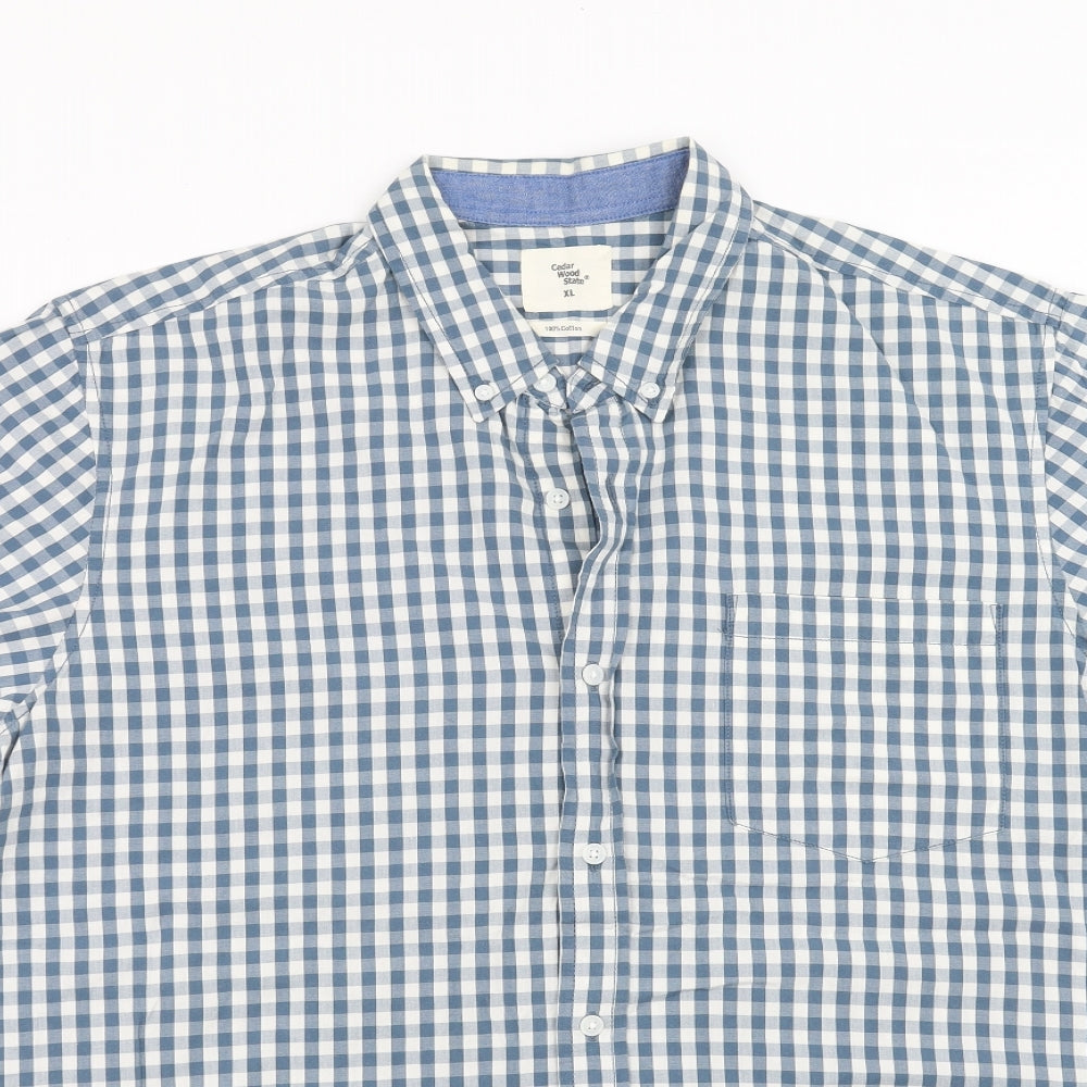 Cedar Wood State Mens Blue Check   Button-Up Size XL