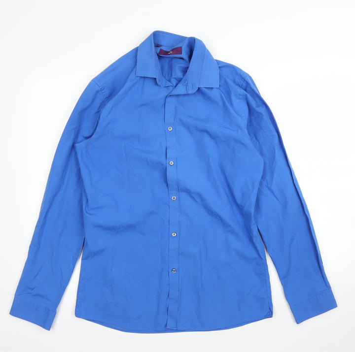 NEXT Mens Blue Button-Up Size 15.5