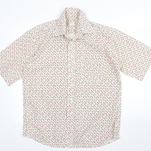 Water Game Mens White Striped   Button-Up Size L