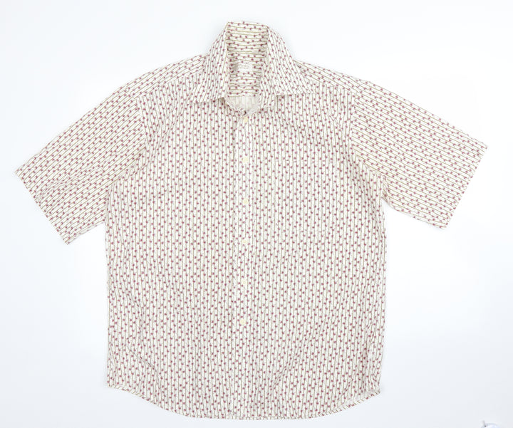 Water Game Mens White Striped   Button-Up Size L