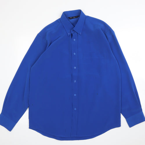 Tom Hagan Mens Blue    Button-Up Size L