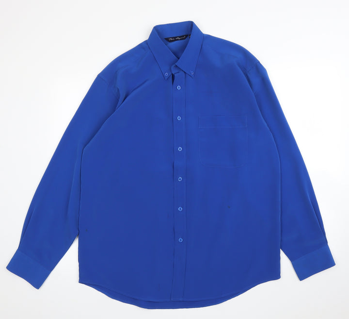 Tom Hagan Mens Blue Button-Up Size L