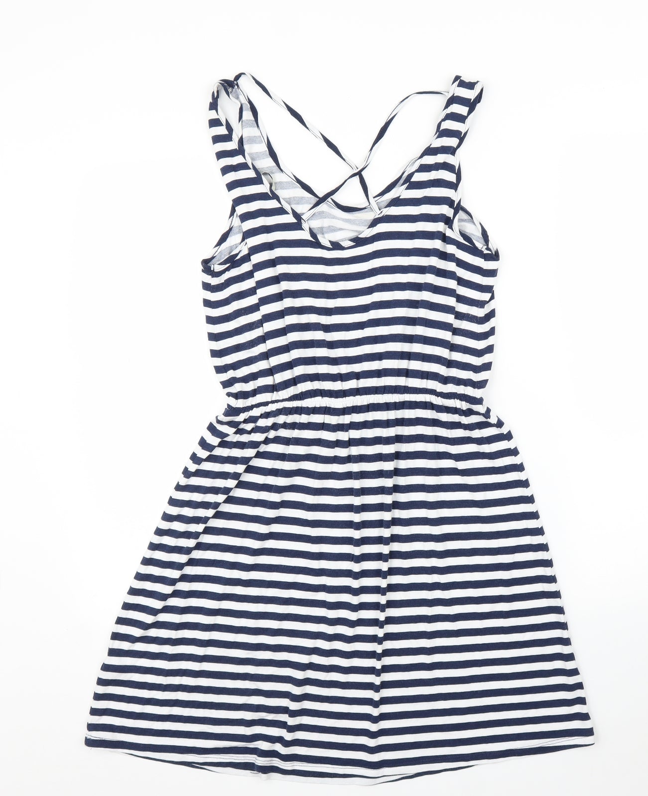 George Womens Blue Striped  A-Line  Size M