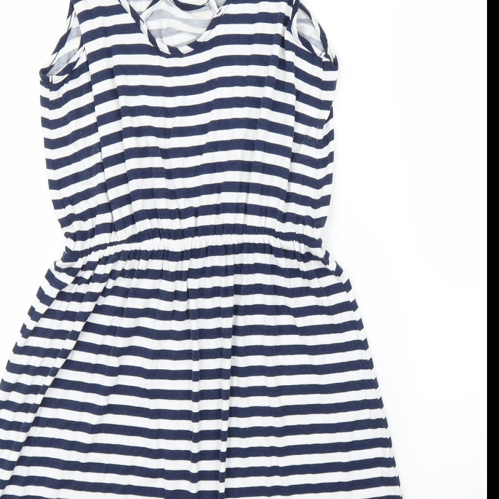 George Womens Blue Striped  A-Line  Size M