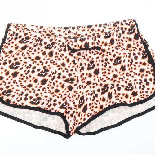 Primark Womens Orange Animal Print  Cut-Off Shorts Size M - Leopard print