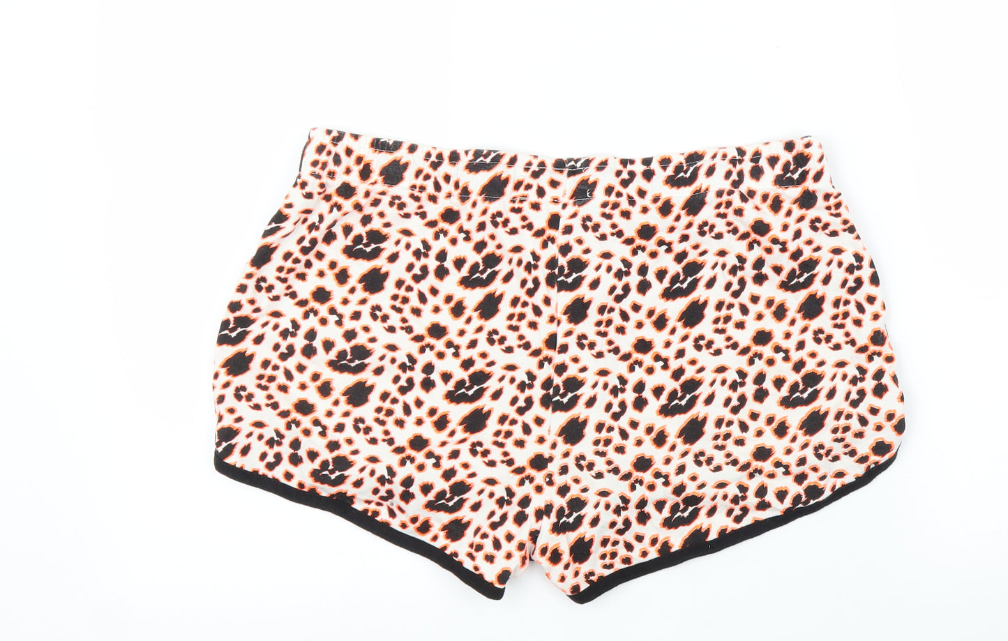 Primark Womens Orange Animal Print  Cut-Off Shorts Size M - Leopard print