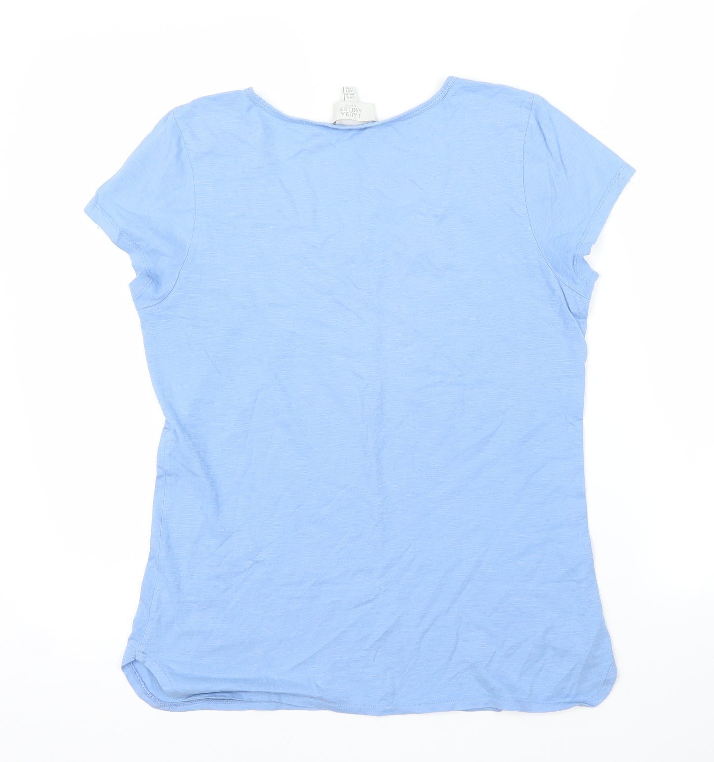 Laura Ashley Womens Blue Floral  Basic T-Shirt Size 12