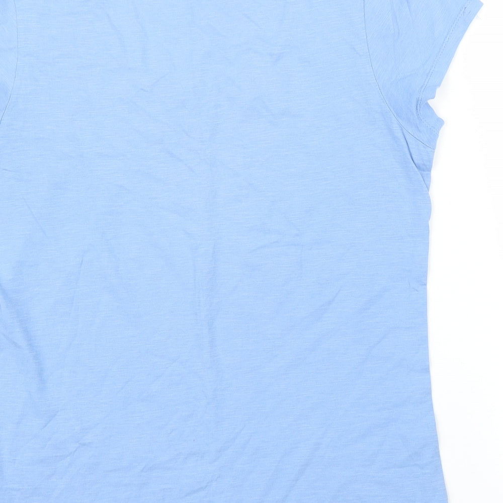 Laura Ashley Womens Blue Floral  Basic T-Shirt Size 12