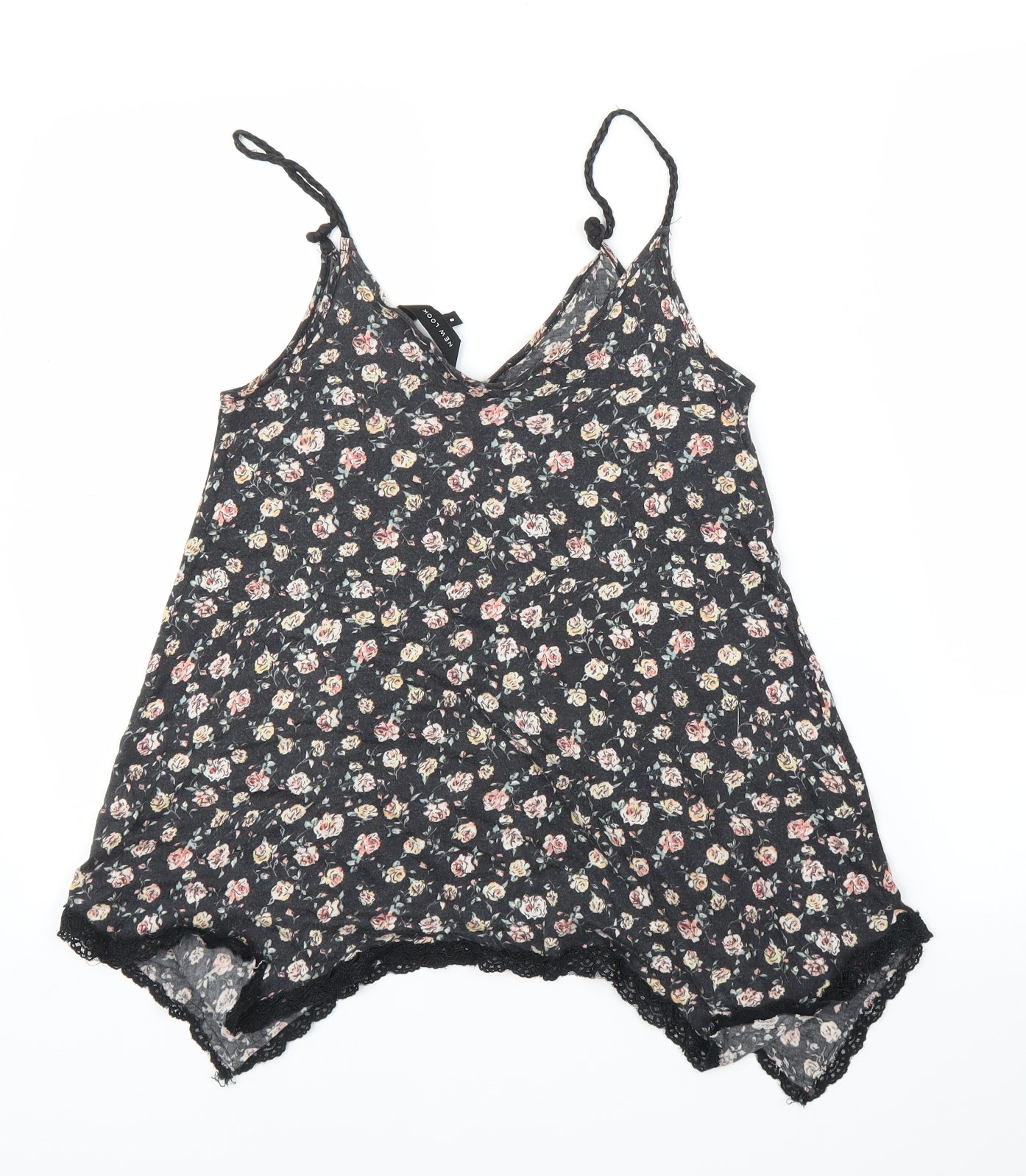 New Look Womens Black Floral  Camisole Blouse Size 8