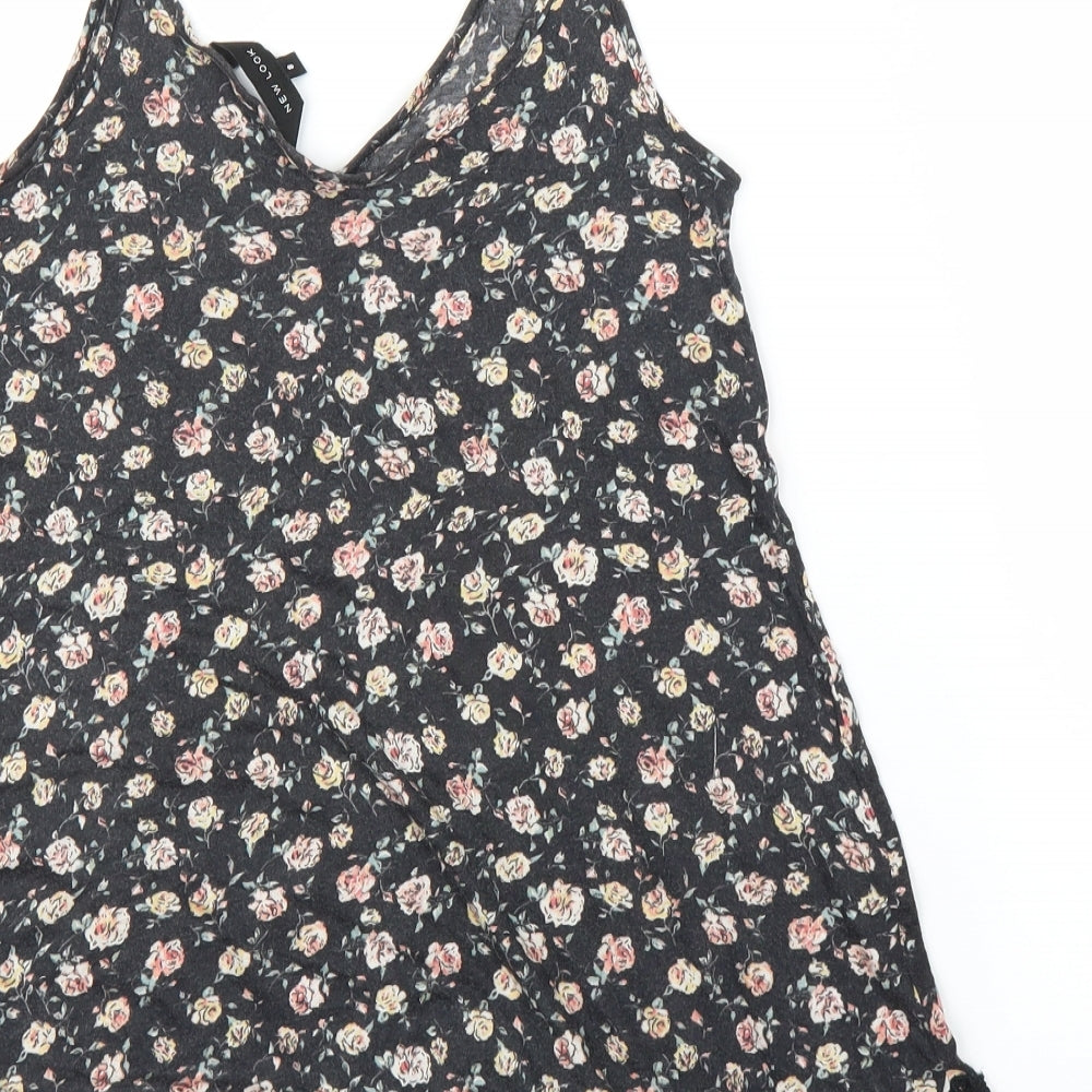 New Look Womens Black Floral  Camisole Blouse Size 8