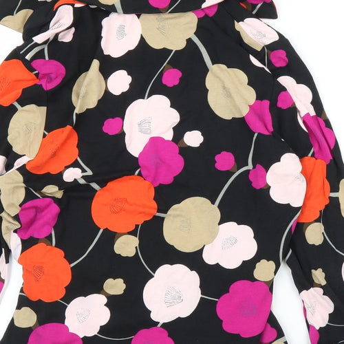 Preworn Womens Black Floral  Wrap Blouse Size S