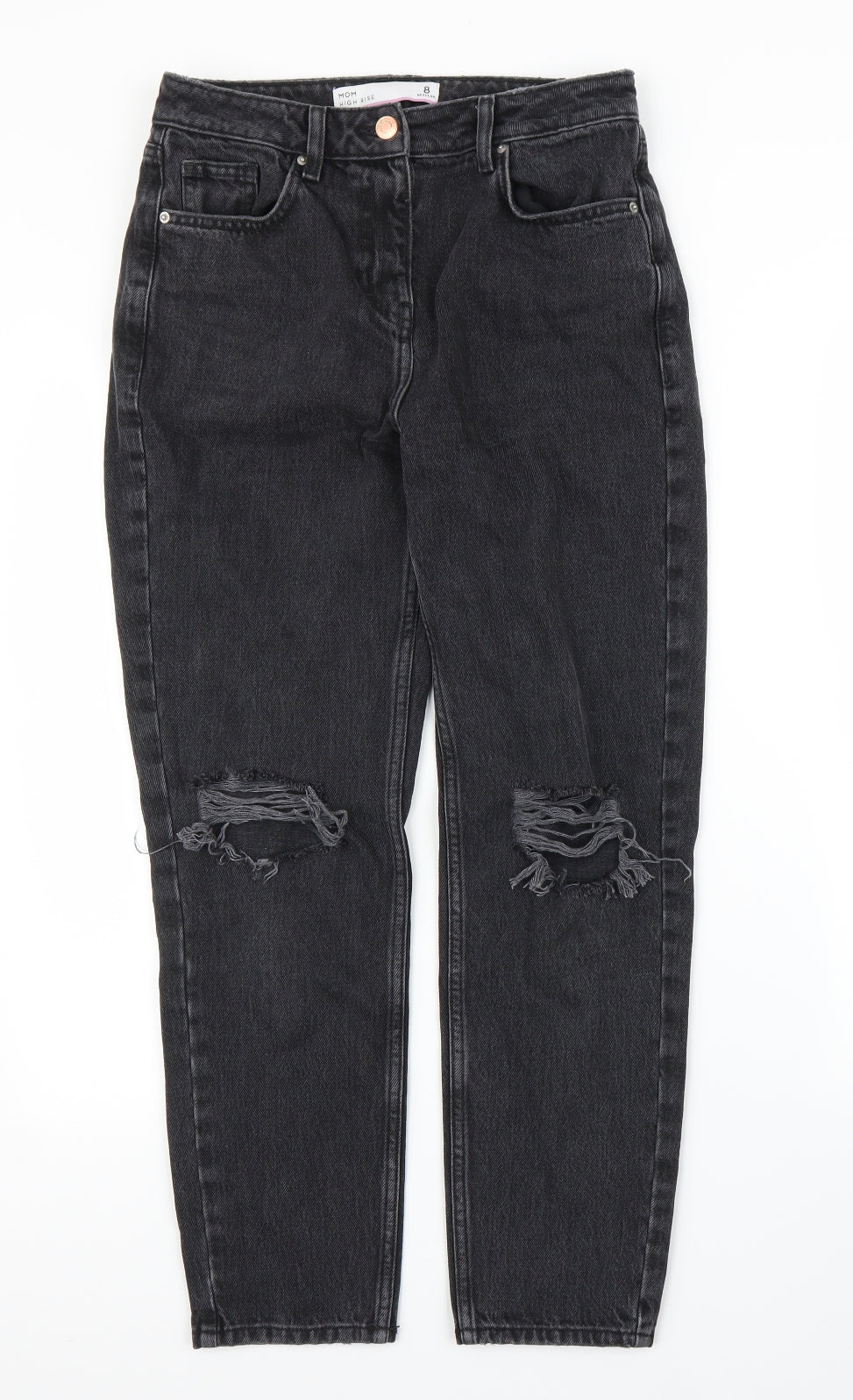 NEXT Womens Black  Denim Mom Jeans Size 8 L24 in