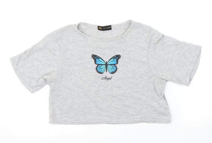 I SAW IT FIRST Womens Grey   Cropped T-Shirt Size 8