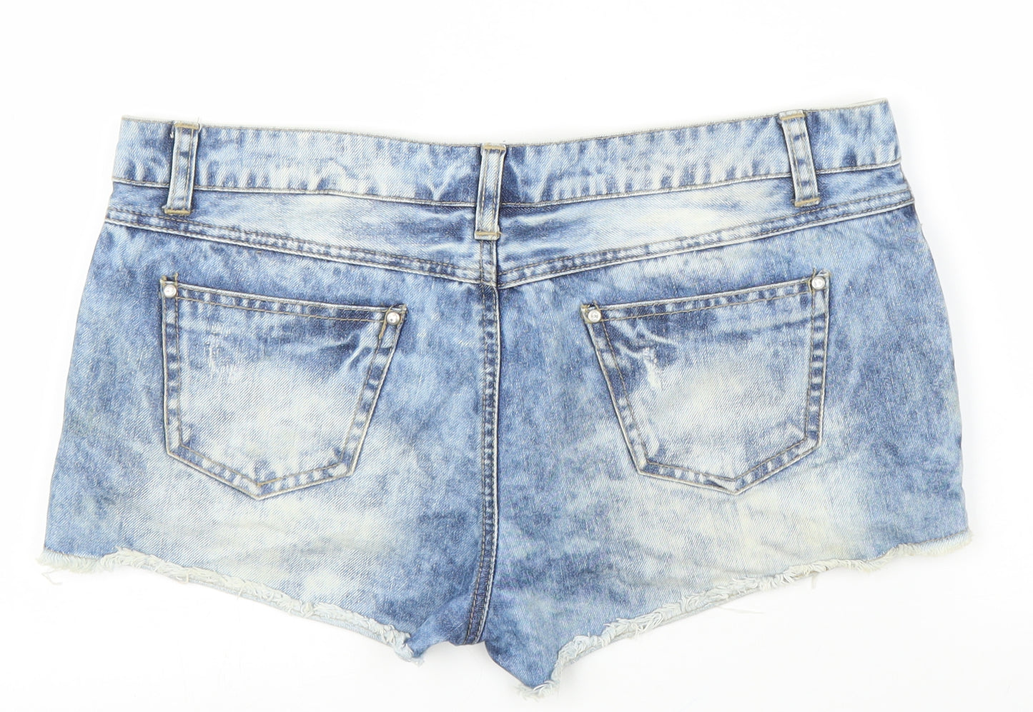Primak Womens Blue  Denim Cut-Off Shorts Size 14 - Pearls