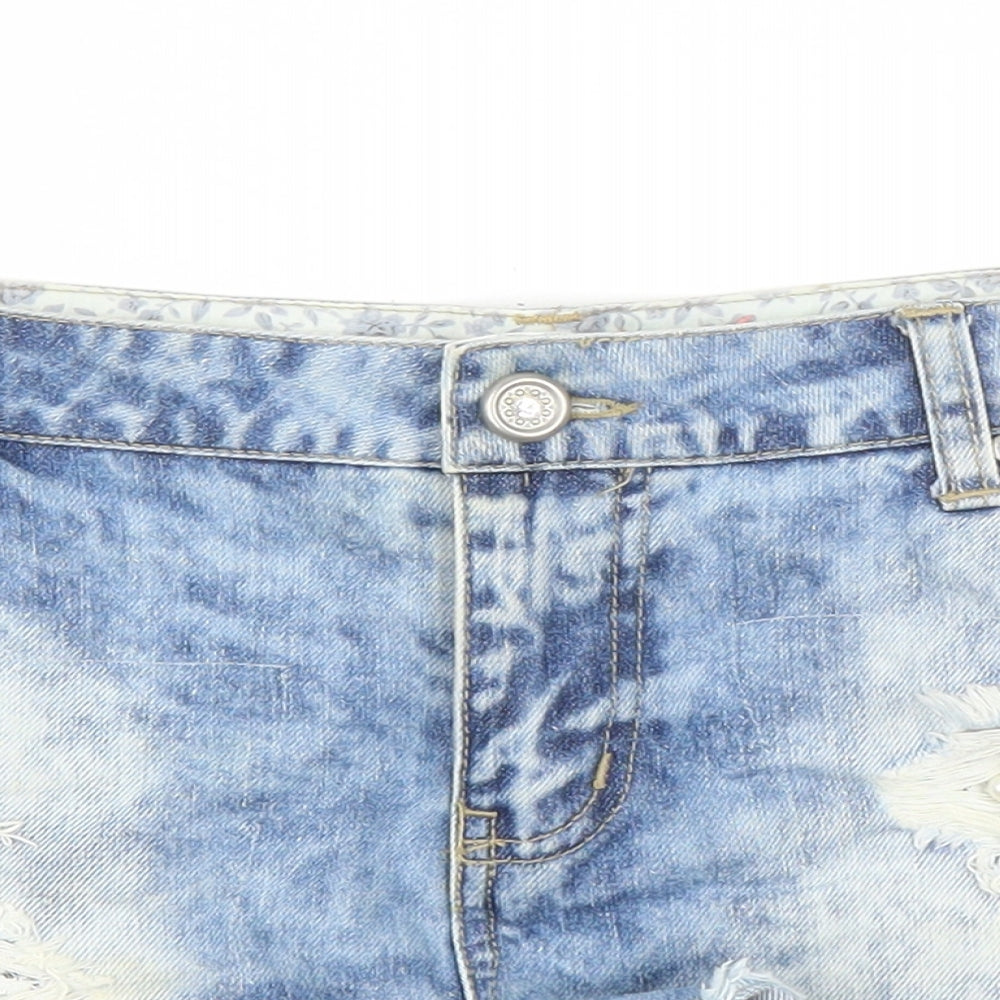 Primak Womens Blue  Denim Cut-Off Shorts Size 14 - Pearls