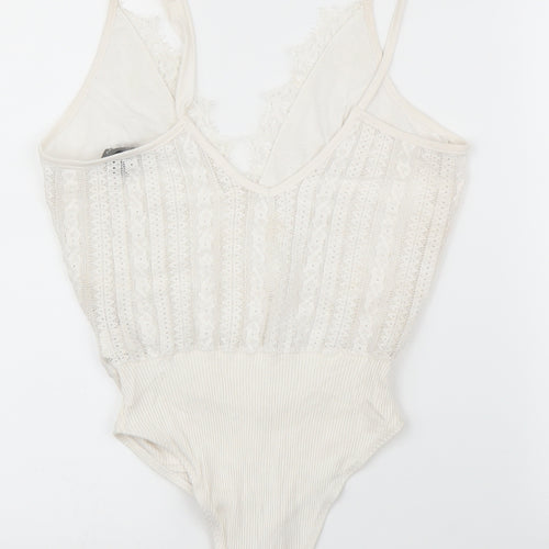 Primark Womens White Floral  Leotard One-Piece Size 10