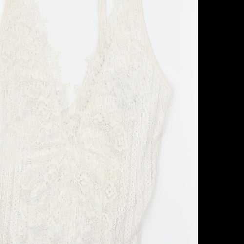 Primark Womens White Floral  Leotard One-Piece Size 10