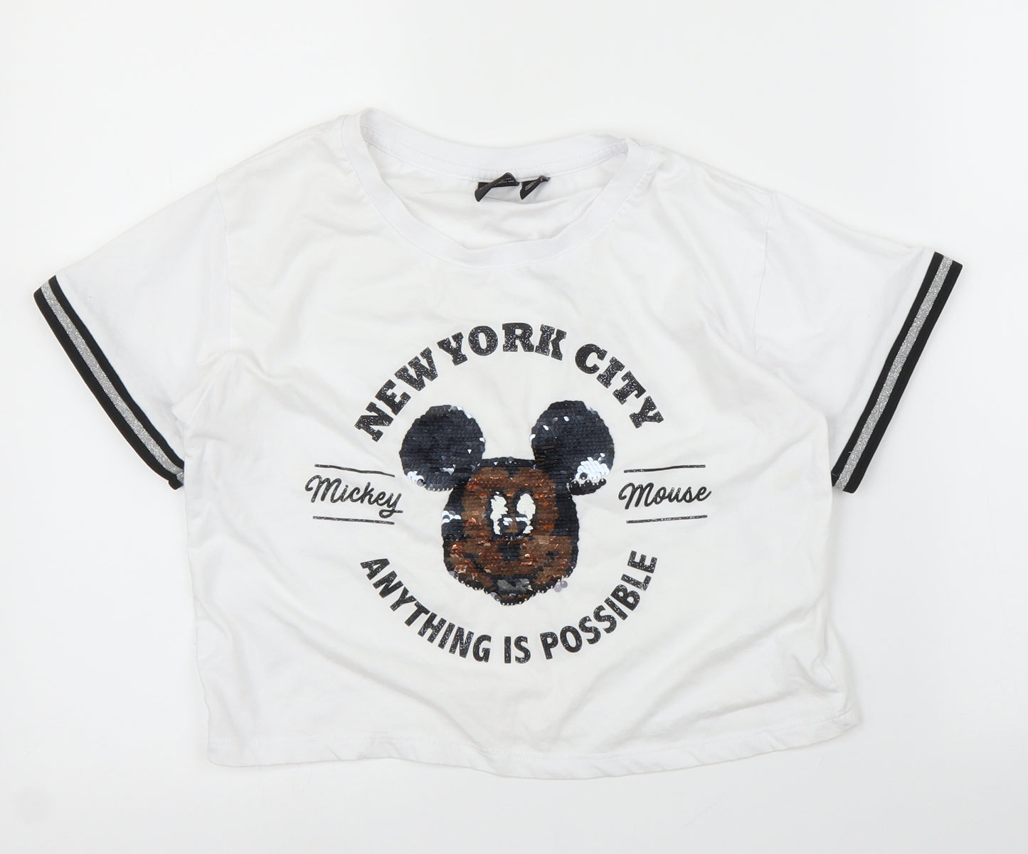 Primark Girls White   Ringer T-Shirt Size 12-13 Years  - Disney