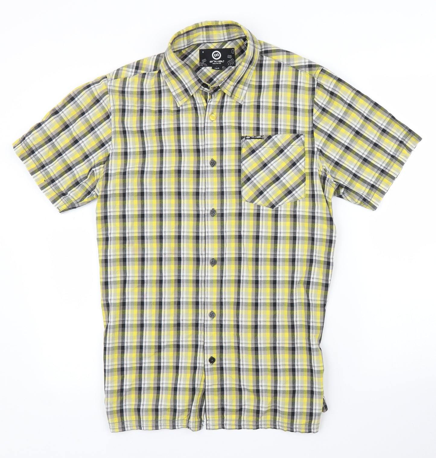 Animal Mens Yellow Plaid   Button-Up Size S