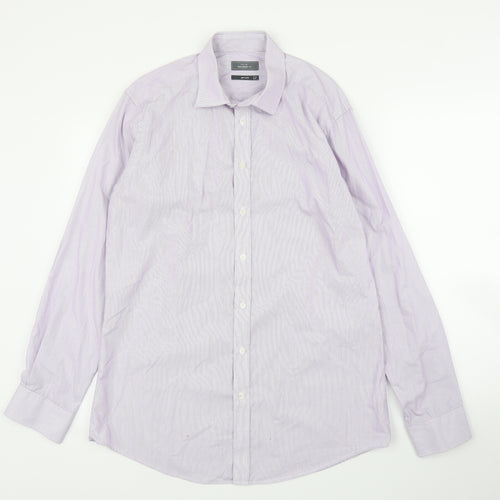 John Lewis Mens Purple Striped   Button-Up Size 16