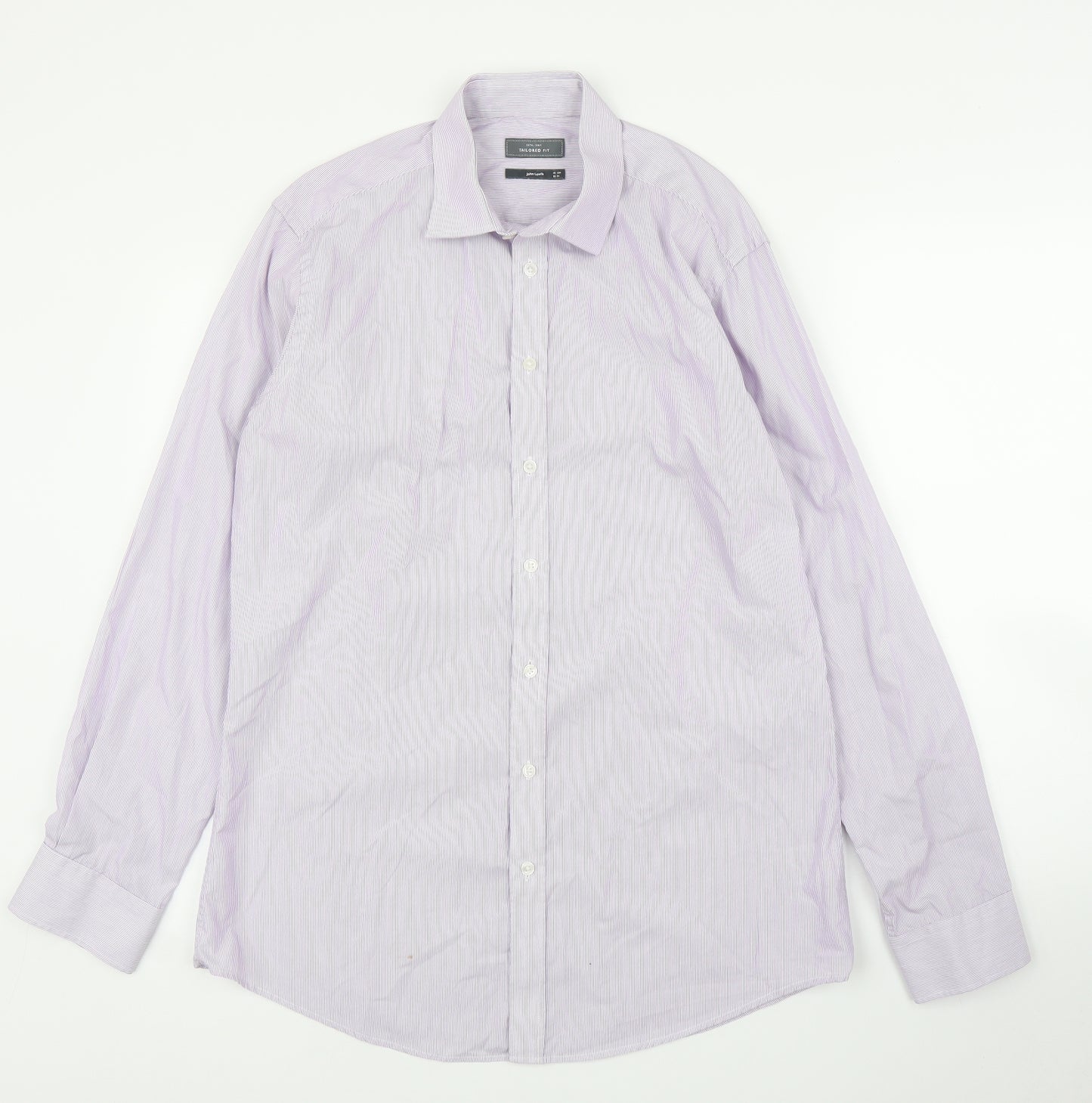 John Lewis Mens Purple Striped   Button-Up Size 16