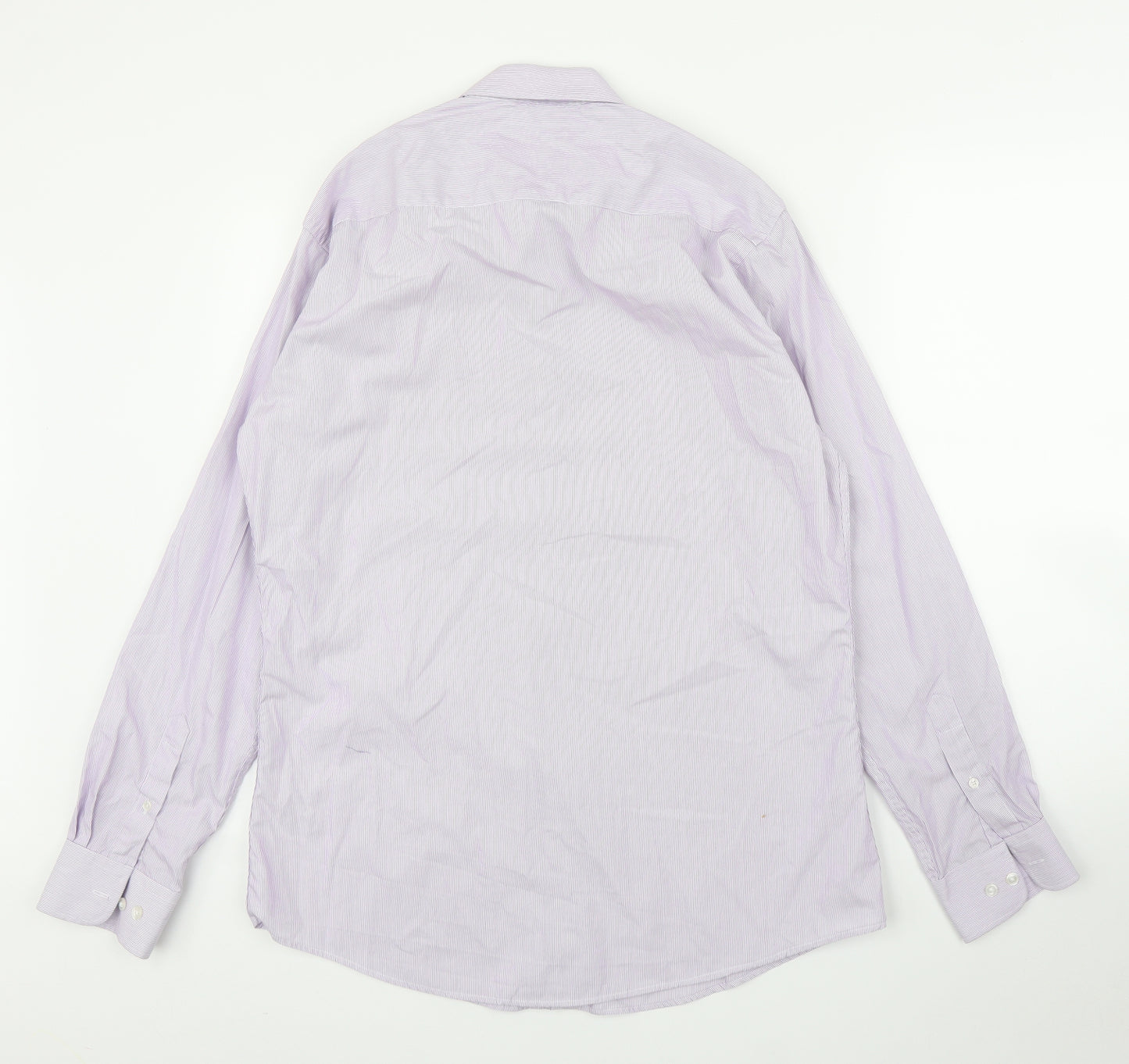John Lewis Mens Purple Striped   Button-Up Size 16