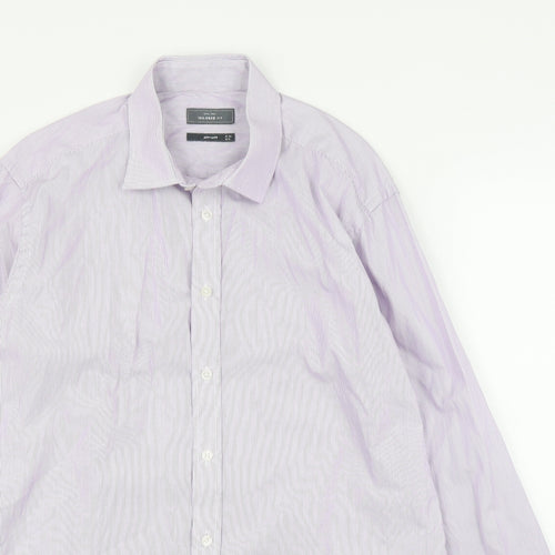 John Lewis Mens Purple Striped   Button-Up Size 16