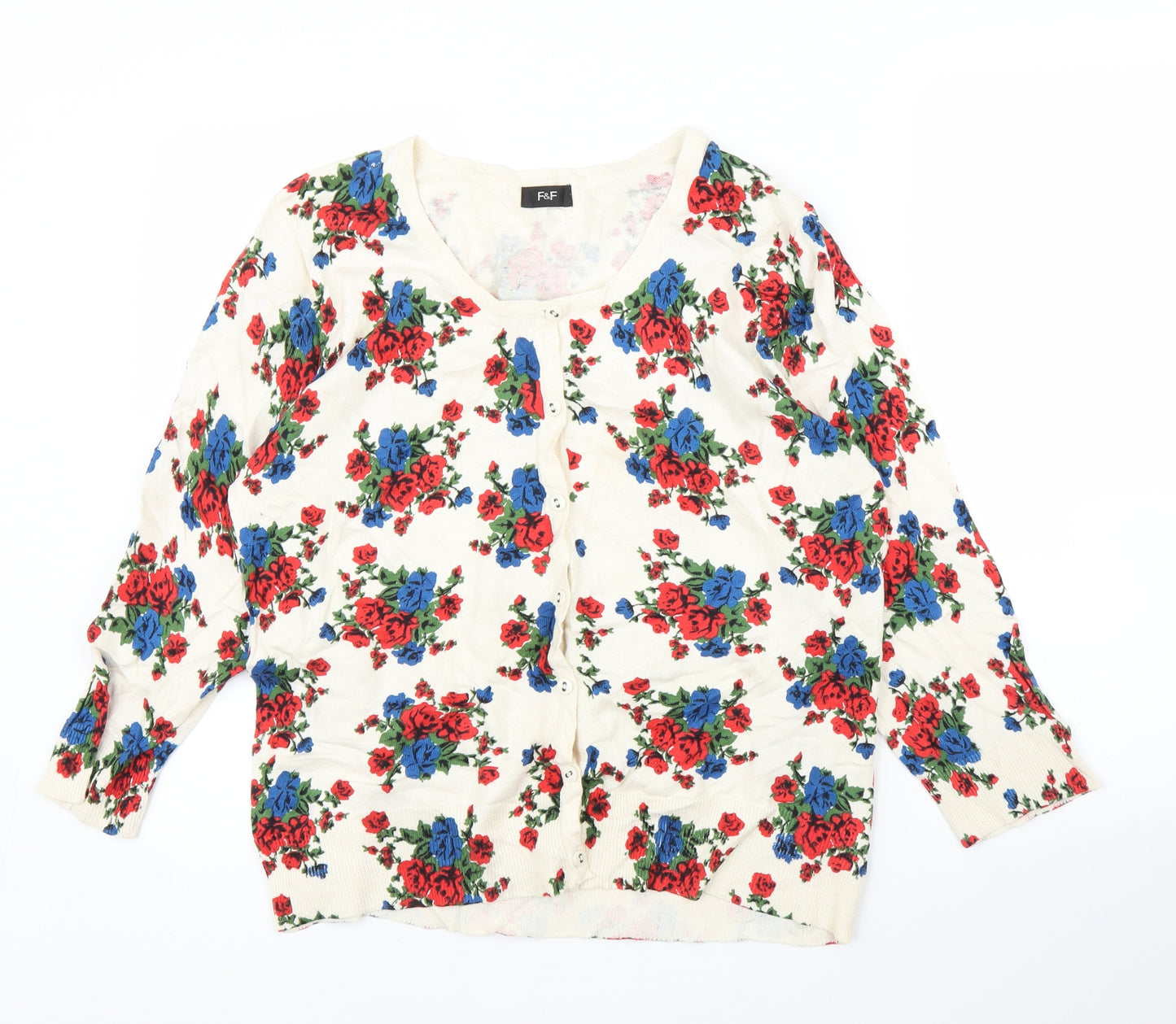 F&F Womens Beige Floral  Cardigan Jumper Size 20